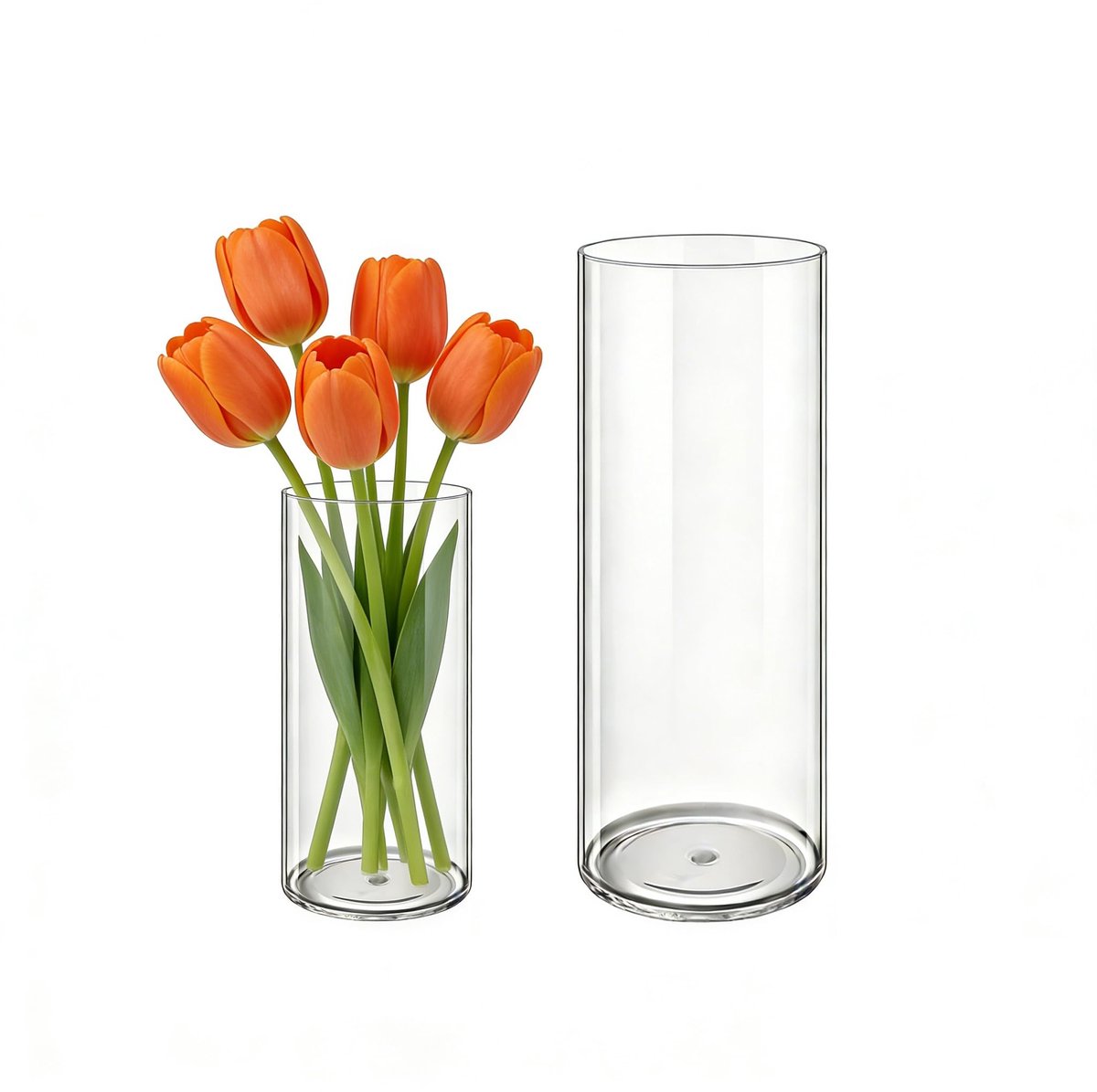 Omgoods - Set van 2 Ronde Acryl Vazen - Lichtgewicht en Schokbestendig