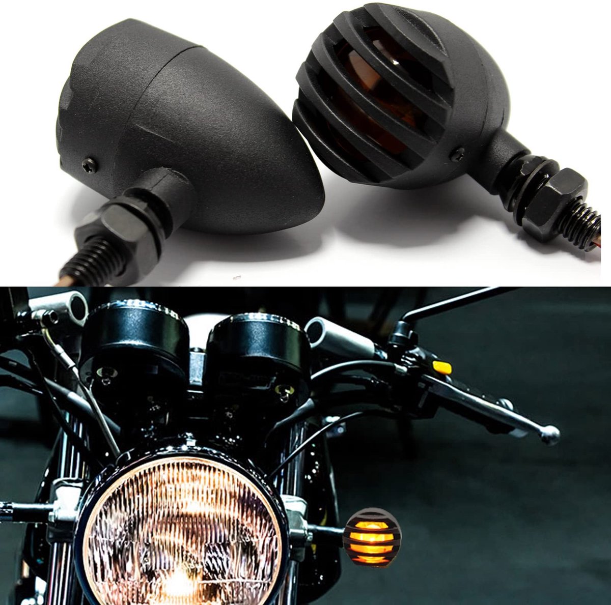 Omgoods - 2 x LED Motorfiets Indicatoren - Retro Remlichten met M10 10 mm Bevestiging