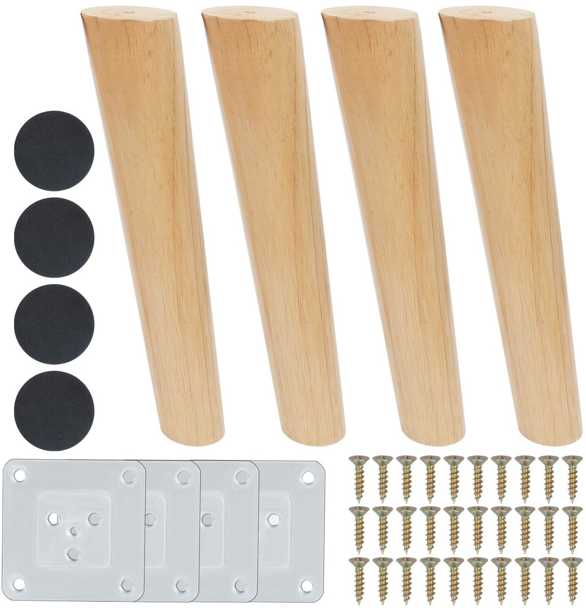 Omgoods - Set van 4 Vervangende Meubelpoten - 25 cm Hout