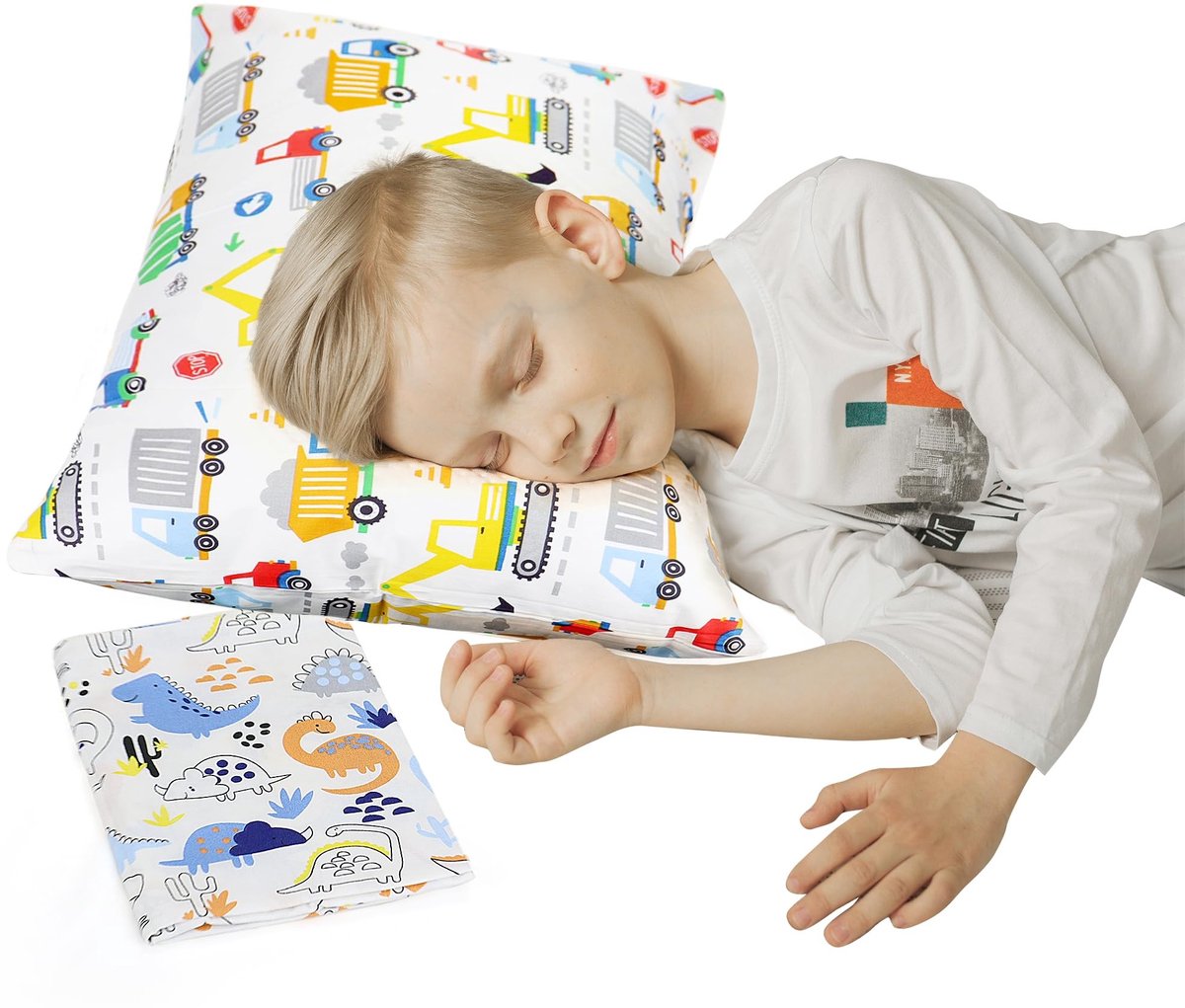 Omgoods - Kinderkussen Set van 3 met 2 Katoenen Hoesjes