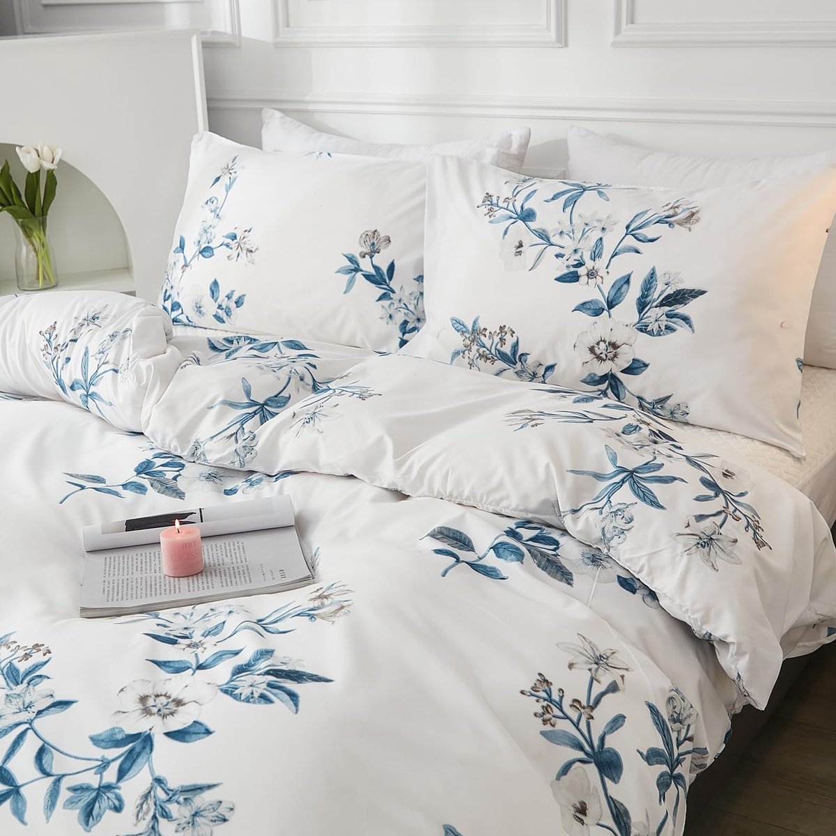 Omgoods - Bloemige Dekbedovertrekset King - Microfiber met 2 Kussenslopen