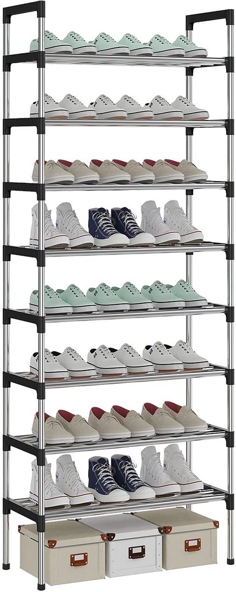 Omgoods - Extra Stevig Schoenenrek met 8 Niveaus voor Opberging van tot 24 Paar Schoenen