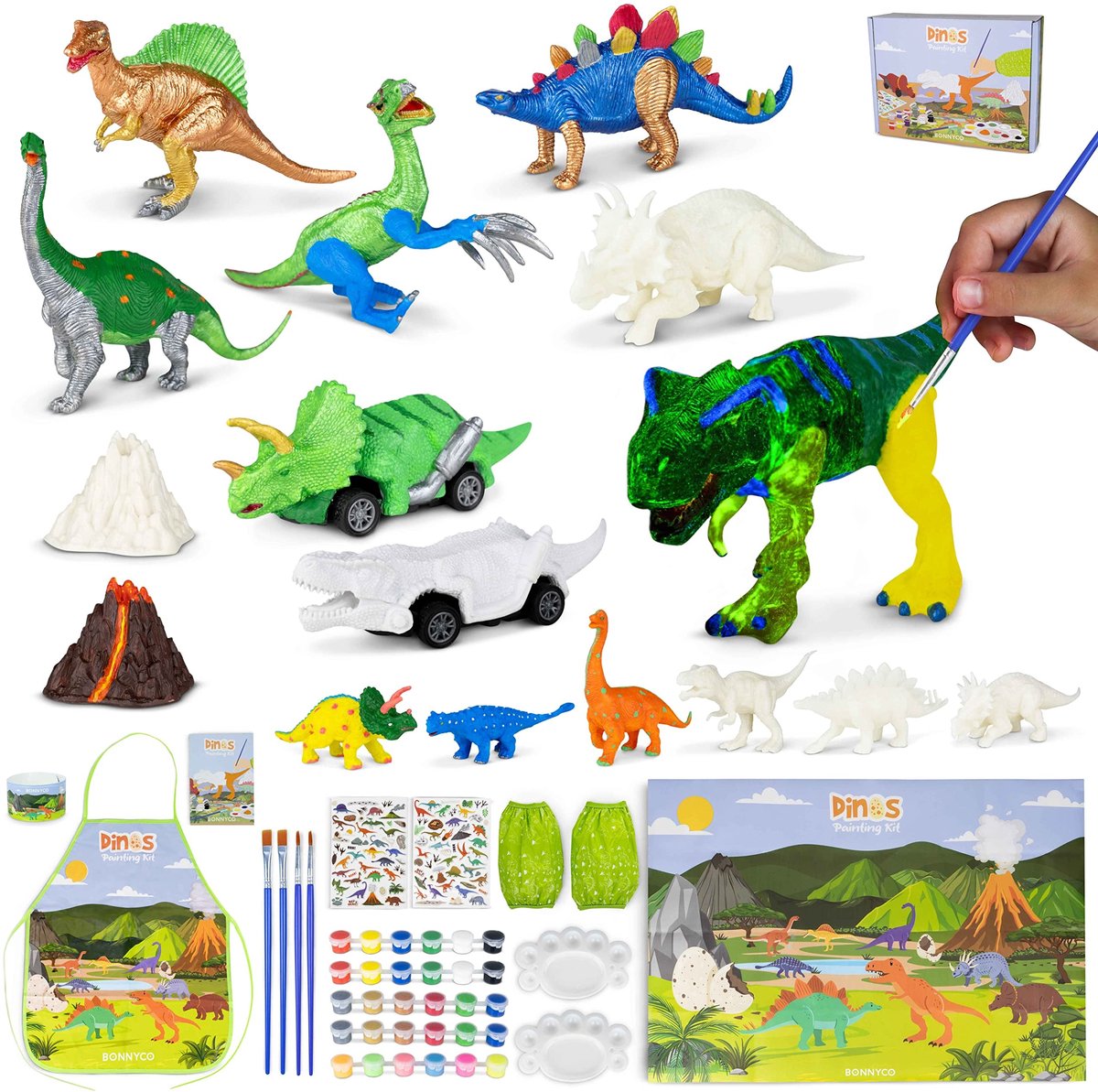 Omgoods - Dinosaurusschilderset voor Kinderen - Glow in the Dark en Creatief Verfplezier