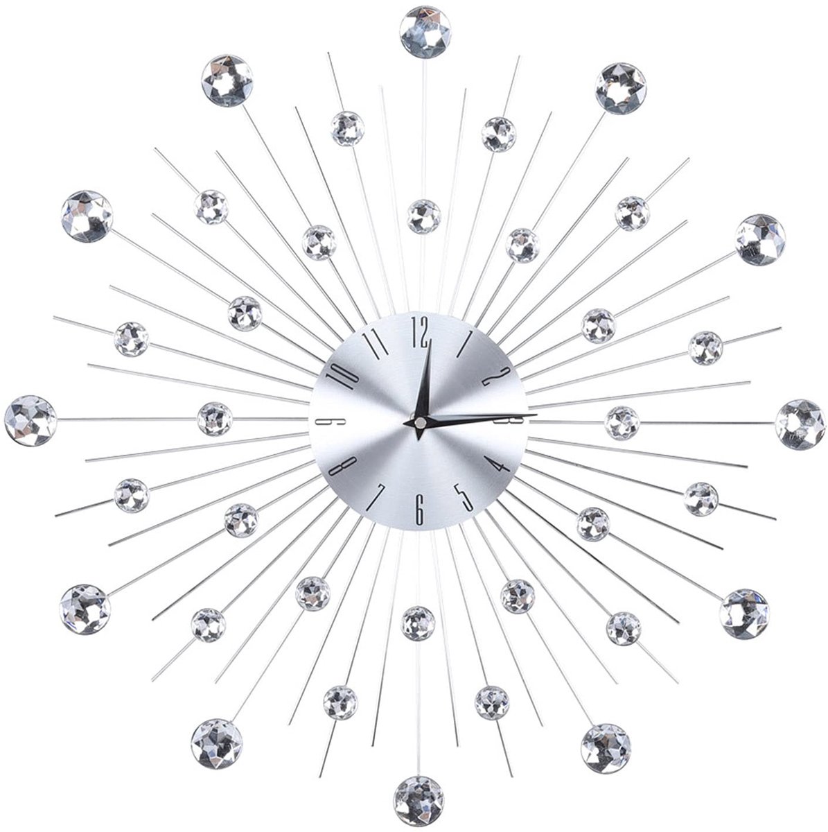 Omgoods - Moderne 3D Kristallen Wandklok - Decoratieve Metalen Klok voor Elk Interieur