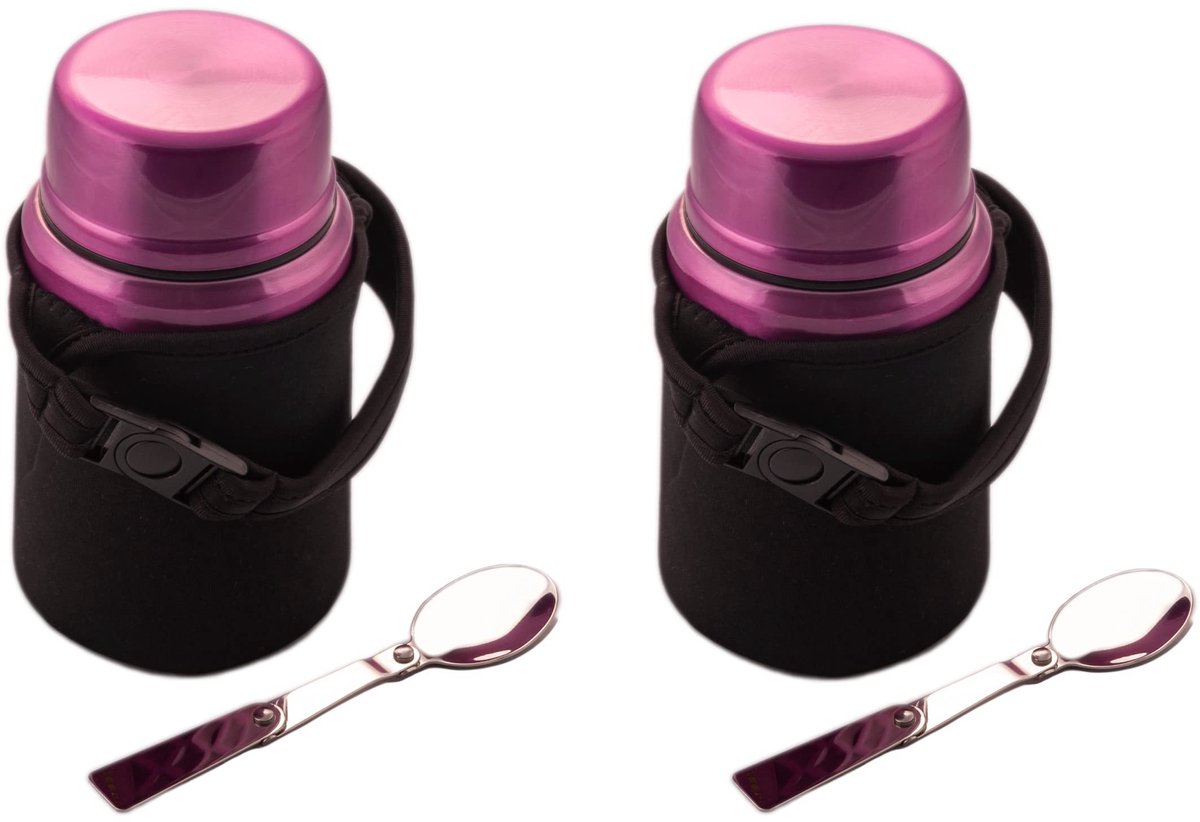 Omgoods - Set van 2 RVS Thermo Food Jars 620ml met Lepel