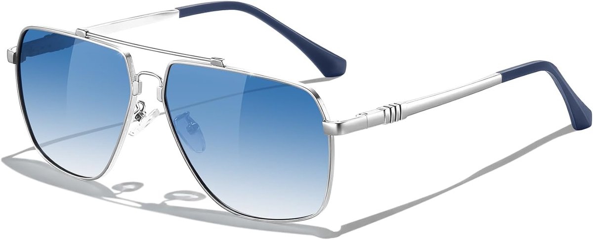Zonnebril Heren en Dames Rechthoekige UV400 | AL-MG Metaal,Gepolariseerd Behalve Geel en Meekleurend,Groot,Autorijden,Reizen,Retro,Mode,Klassiek,Trendy,Dubbele Brug