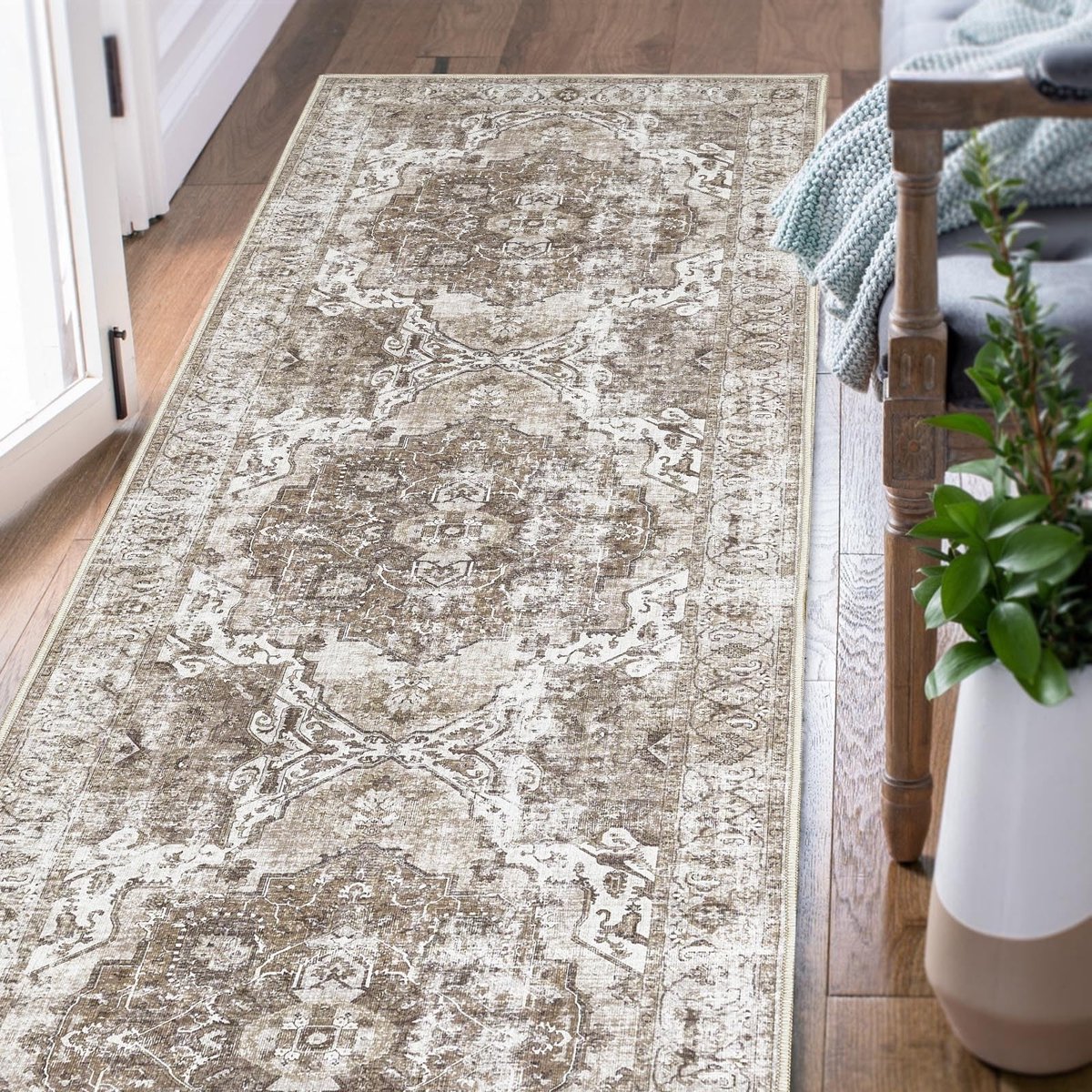Omgoods - Vintage Bloemen Tapijt 90 x 150 cm voor Woonkamer en Kantoor