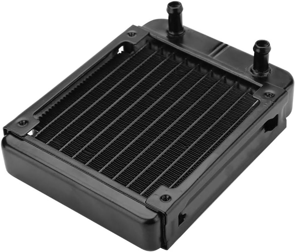 120 mm aluminium radiator, ASHATA computer CPU waterkoeling aluminium radiator, 10 buizen waterkoeler koellichaam 120 mm radiator voor pc waterkoeling zwart