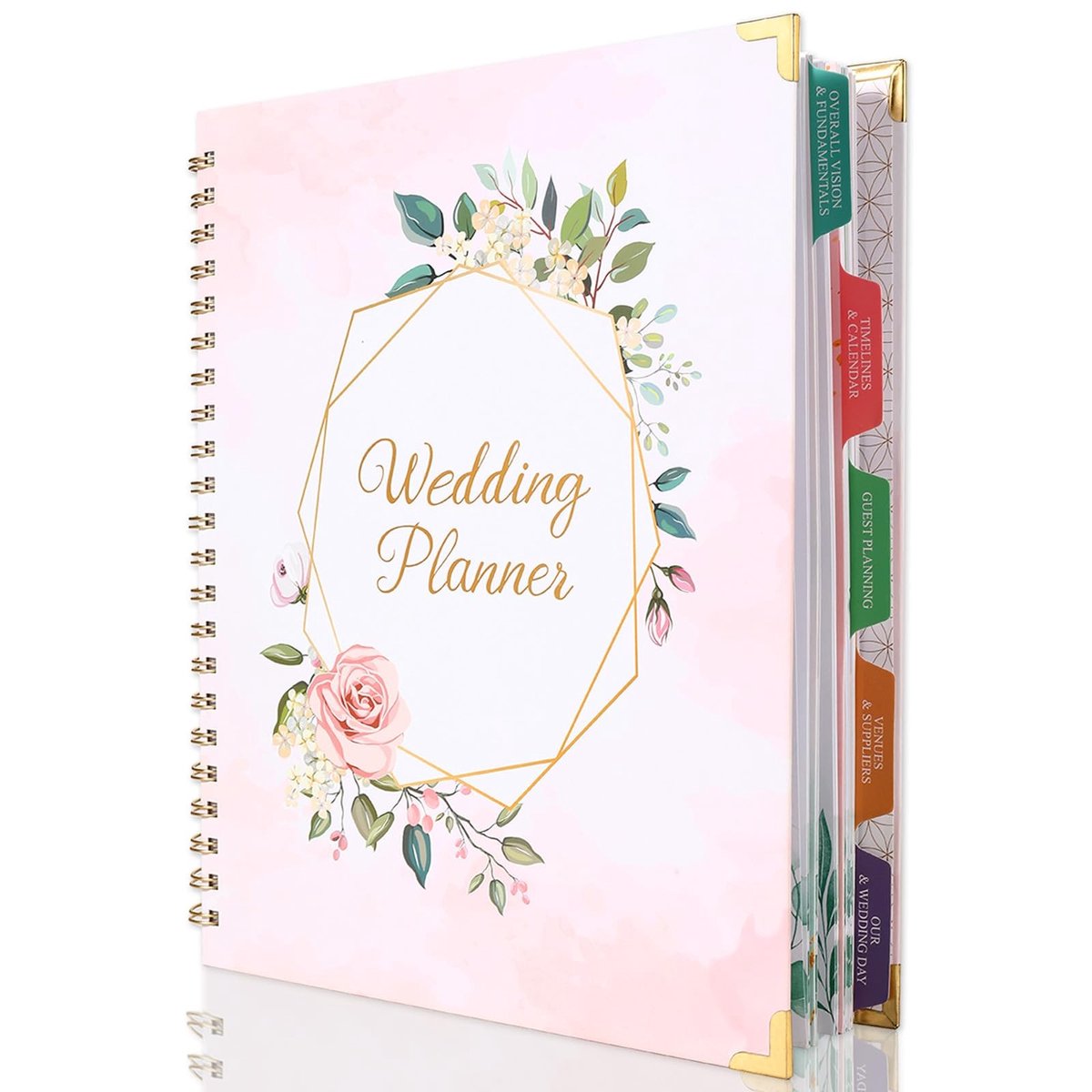 Omgoods- Bruiloft Planner - Stressvrije Routekaart - Budgetbeheer - Leveranciersbeheer - Elegant Aandenken - Luxe Hardcover met Bloemenpatroon - Huwelijksplanner