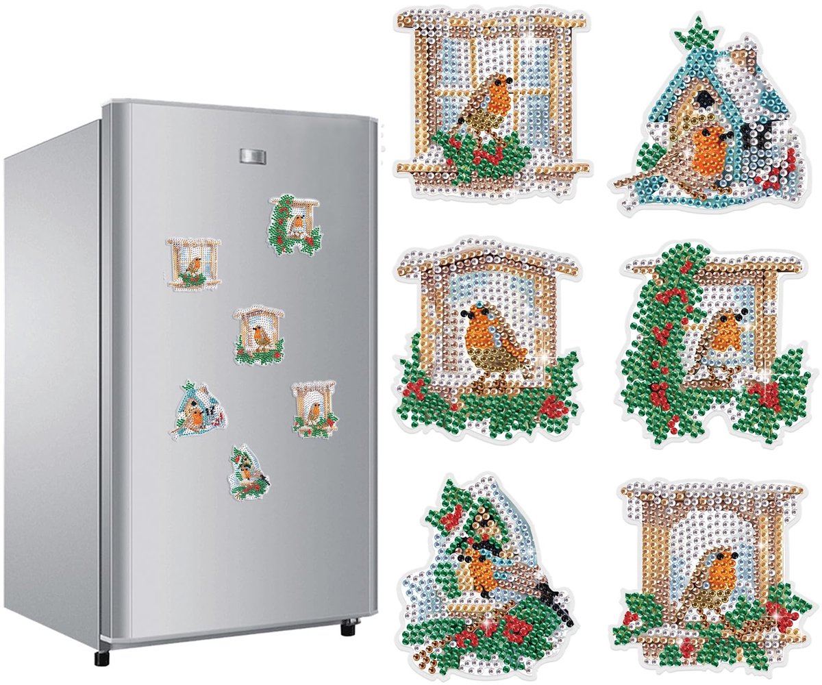 Omgoods - Set van 6 Diamond Painting Fridge Magnets - Decoratieve Magneten