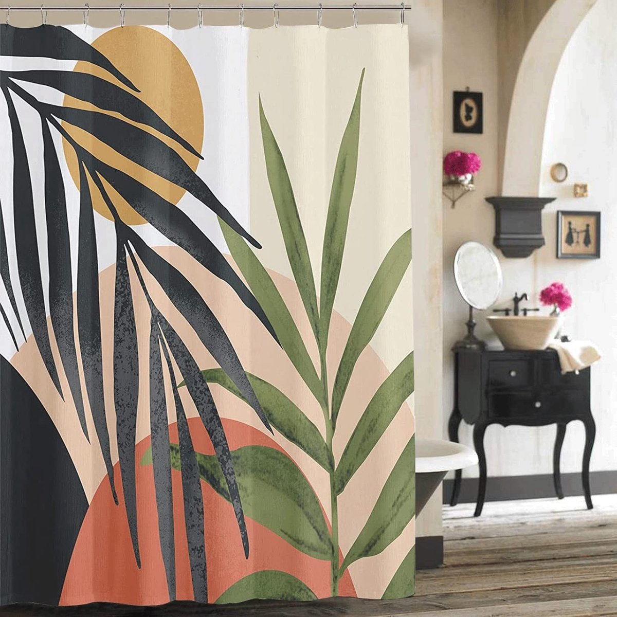 Omgoods - Bohemian Douchegordijn met Tropische Planten 72 x 72 Inch