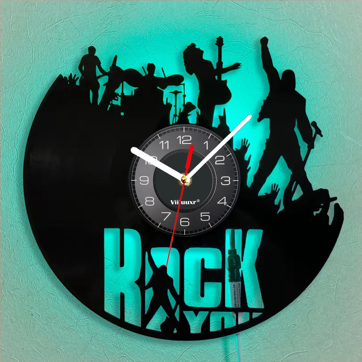 Omgoods - 30cm Vinyl Muziek Wandklok - Stille Klok met LED