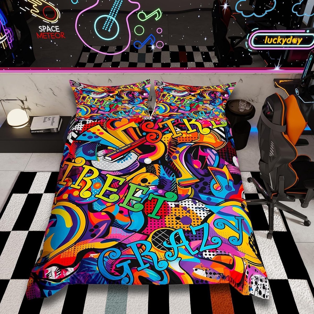 Omgoods - Hip Hop Graffiti Duvet Cover Set voor Kinderen en Tieners