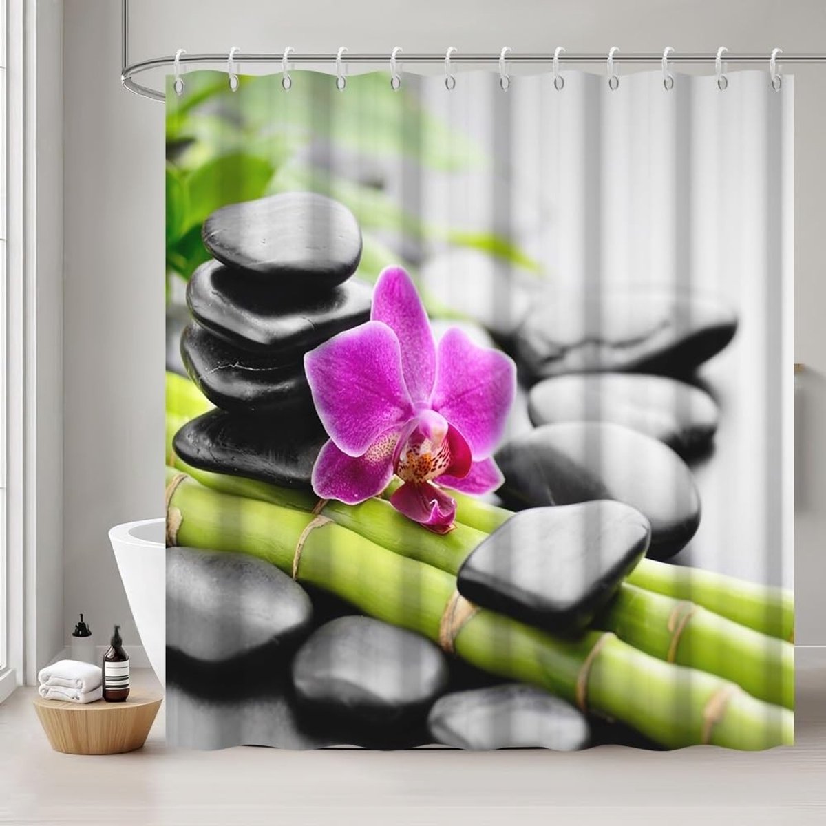 Omgoods - Douchegordijn 180 x 200 cm met Anti-Mould Bamboo Design