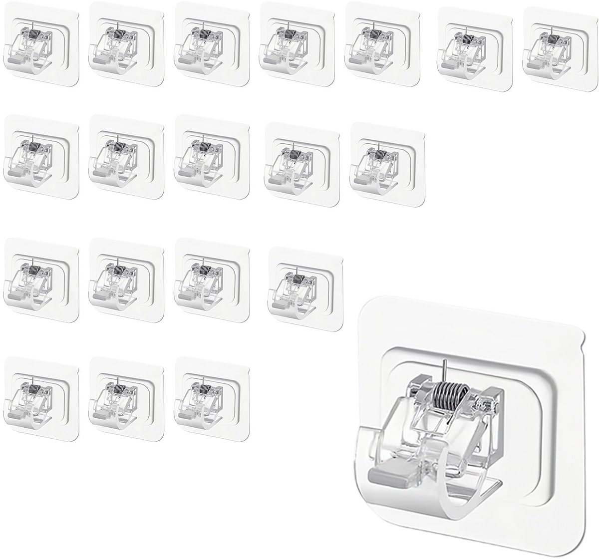 Omgoods - Set van 20 Zelfklevende Gordijnsteunen - Transparant, ABS Materiaal