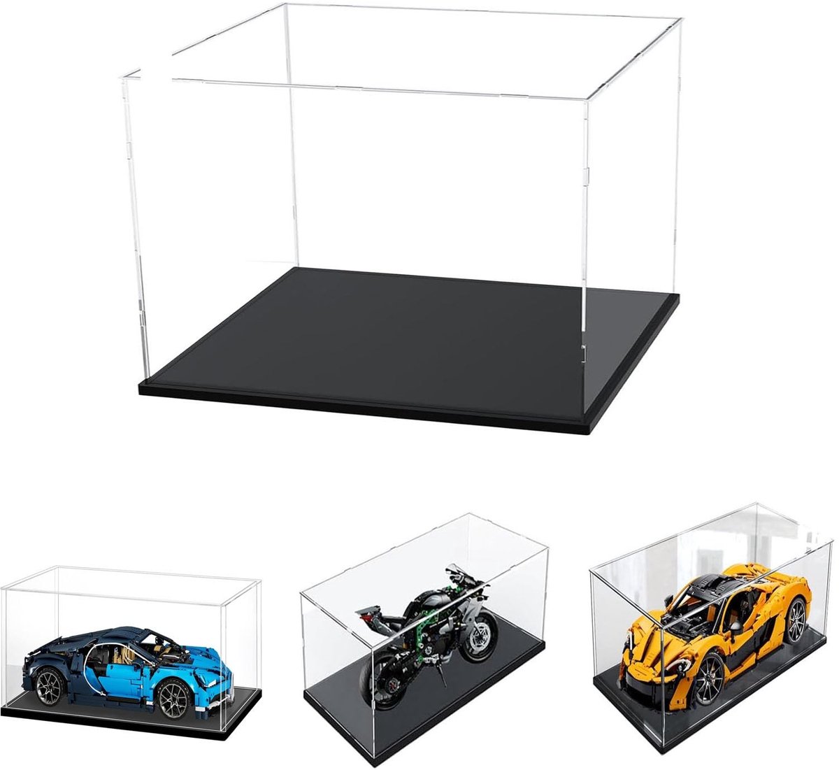 Omgoods - 3mm Dikke Heldere Acryl Display Case - Zwart Basis - 35 x 20 x 20 cm voor Collectibles
