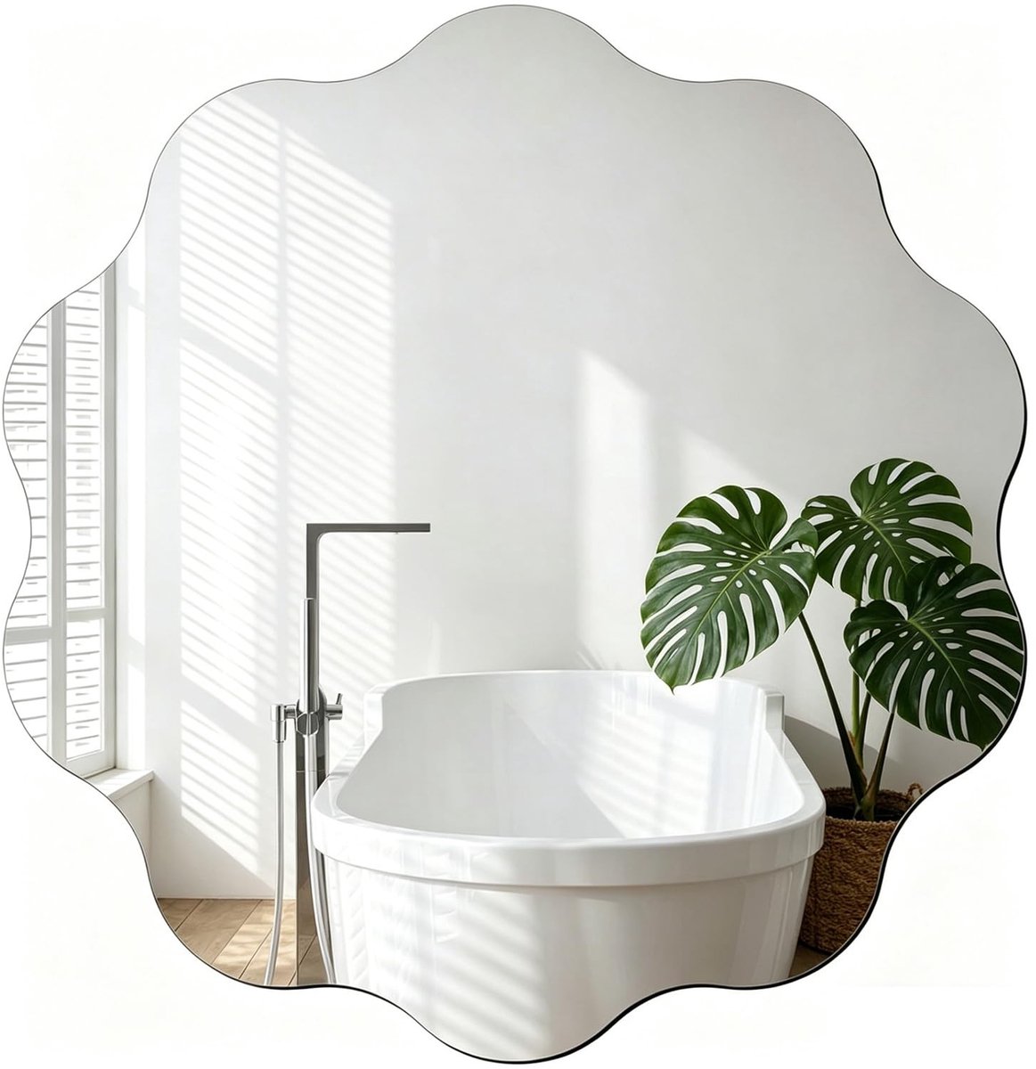 Omgoods - 40 cm Wavy Edge Rond Badkamer Spiegel - Frameloos Design