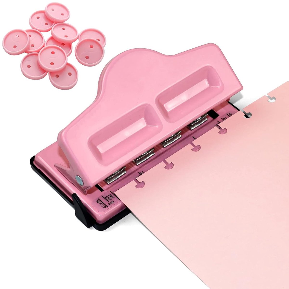 Omgoods - Mushroom Hole Punch - Verstelbare 4-Hole Perforator met 11 Sluitringen (Roze)