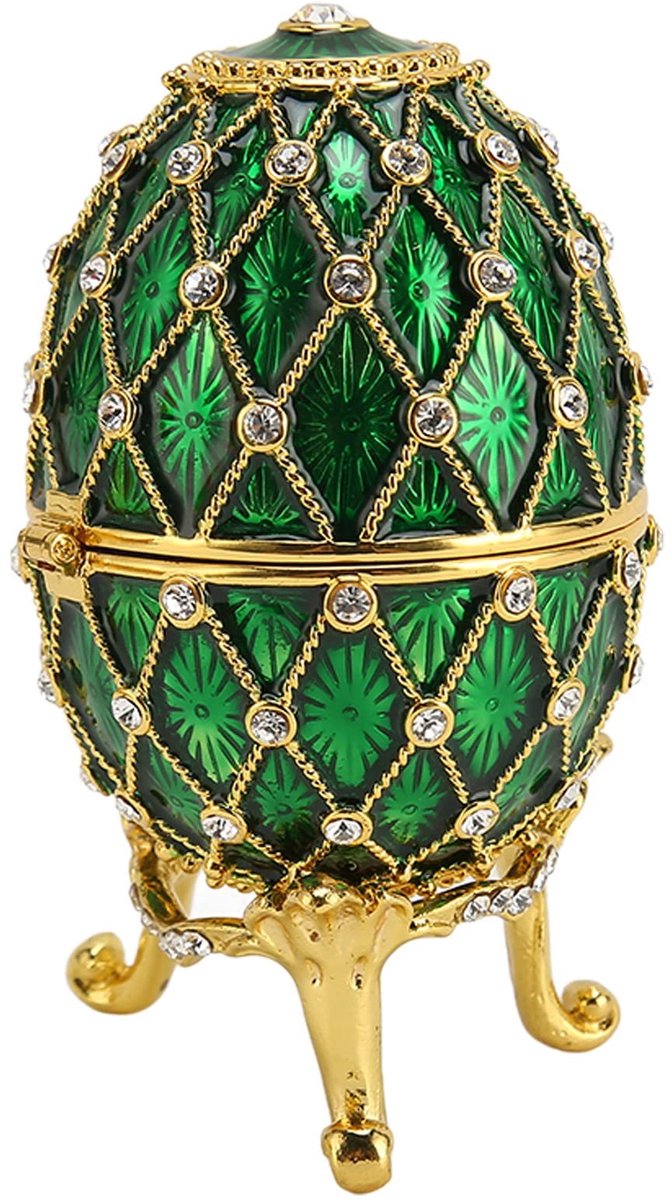 Omgoods - Fabergé Eivormige Sieradenbox met Scharnier - Voor Ringen en Oorbellen
