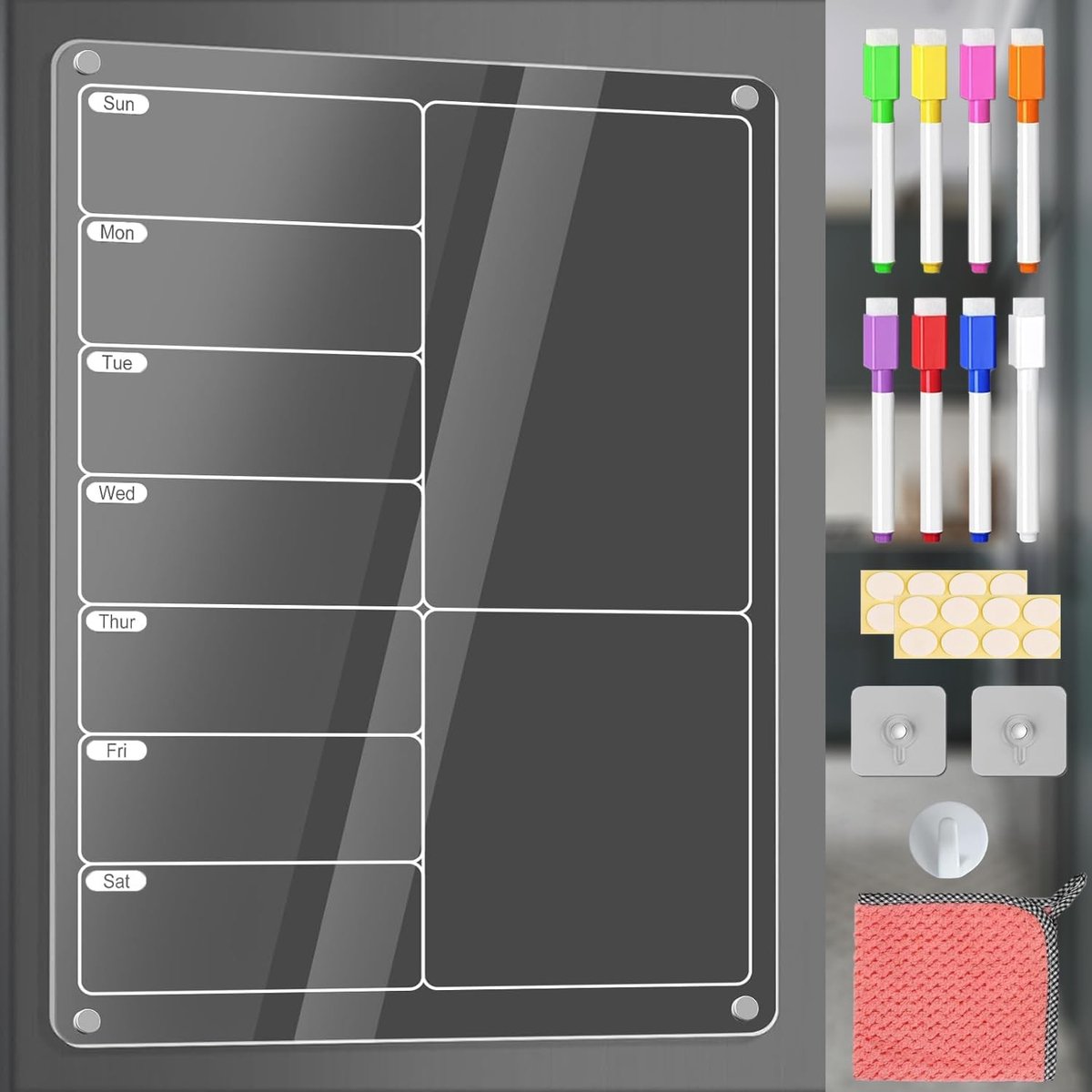 Omgoods - Magnetisch Acryl Maaltijd Planner - Drooguitwisbare Kalender voor de Koelkast