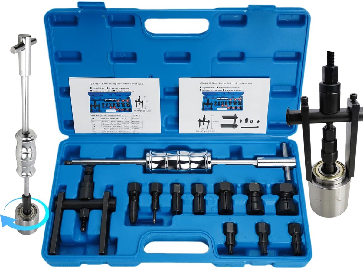 Omgoods - Upgrade Fiets Binnenlager Trekker met Slide Hammer en Twee-Arms Trekker
