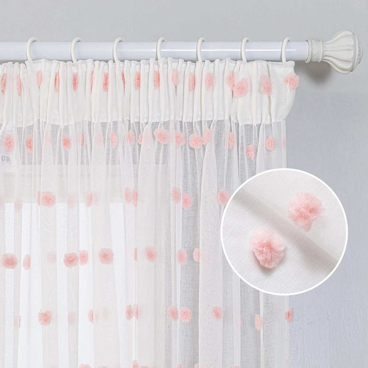Omgoods - Rimpel Gordijnen voor Kinderkamer - Roze, 225x140cm, 2 Stuks
