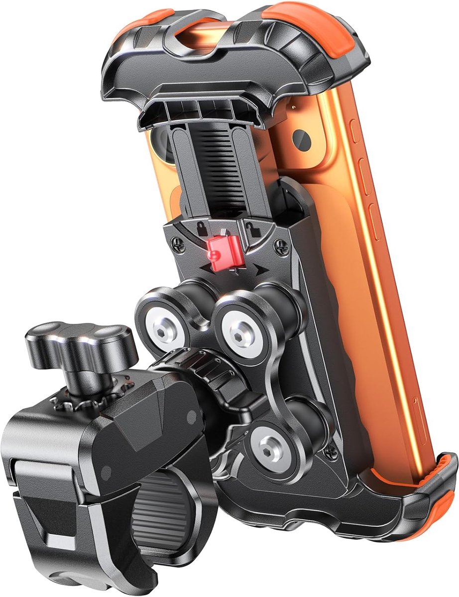 Motorbike telefoonhouder [schokdempend], upgrade fiets telefoonhouder [1s slot] [veilige bescherming], 360° draaibare fietstelefoonhouder, motorfiets stuurklemhouder voor 4,7-6,8 inch