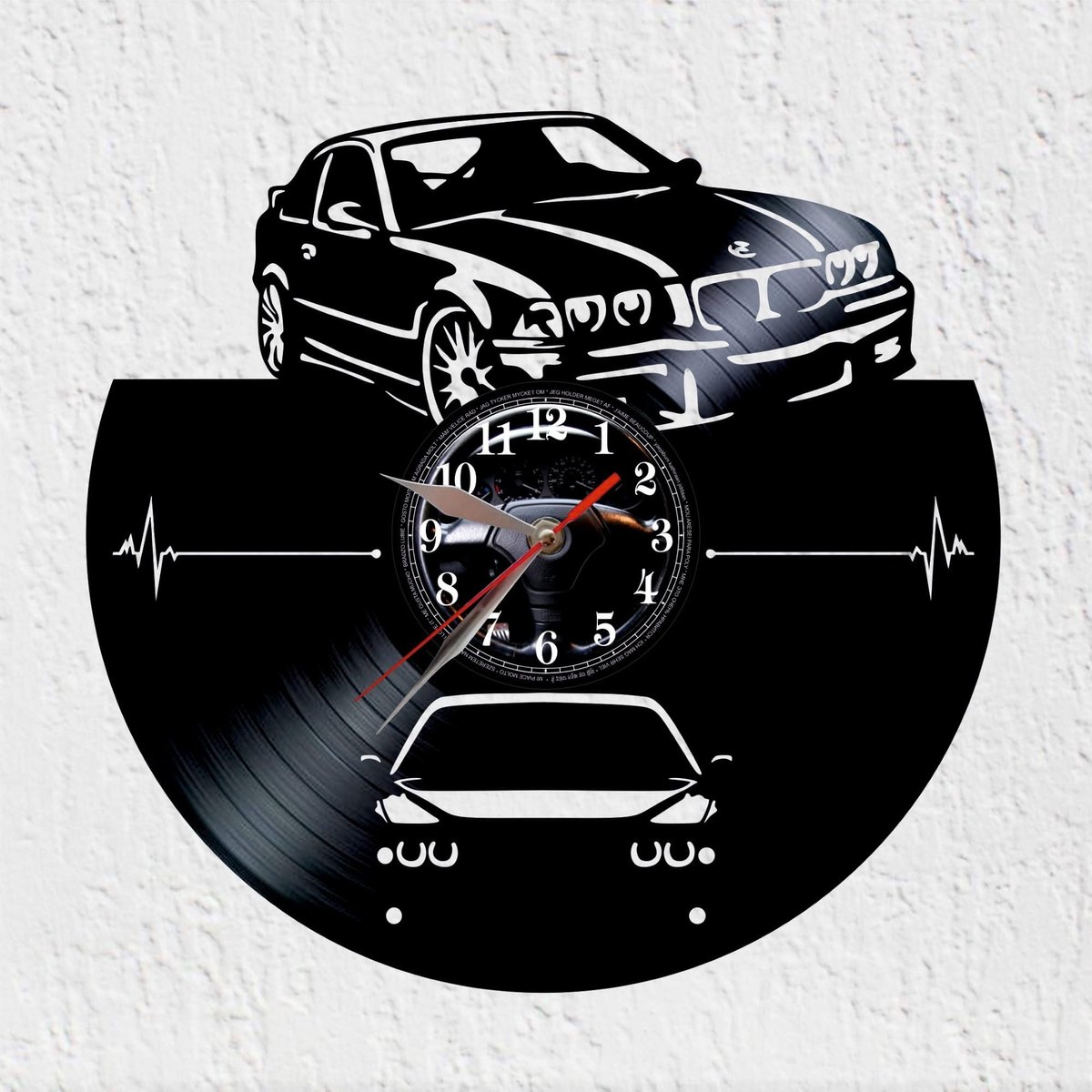 Omgoods - Coupe Duitse Vinyl Wandklok - Uniek Cadeau voor Autoliefhebbers