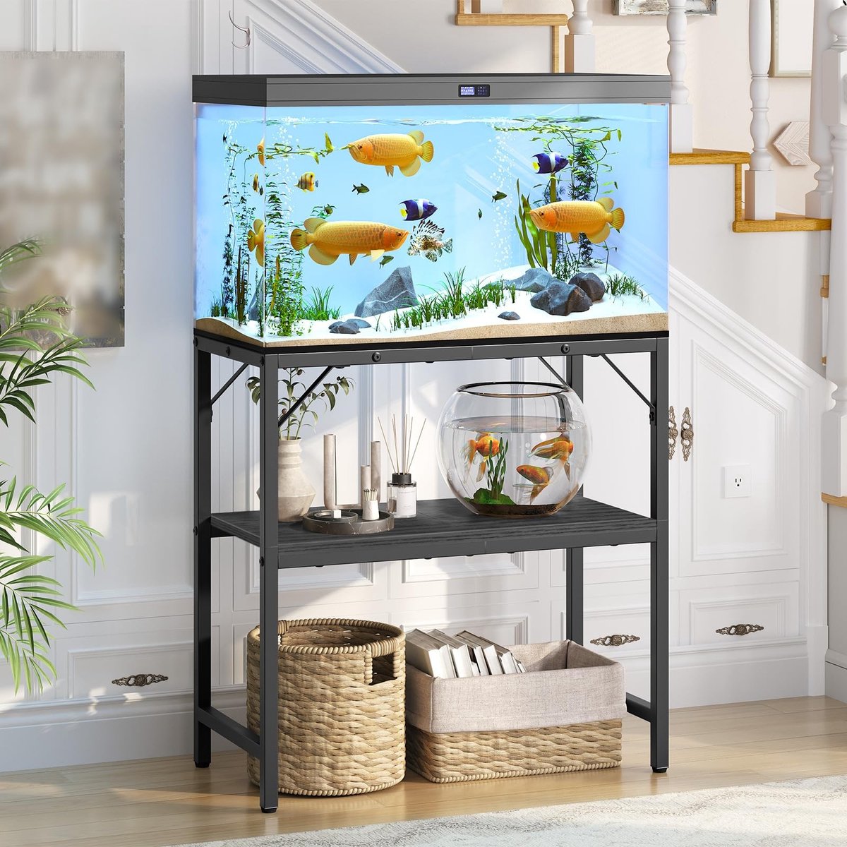 Omgoods - Aquariumstandaard - 20L Aquarium Meubel met 2 Tiers en 204 kg Draagvermogen