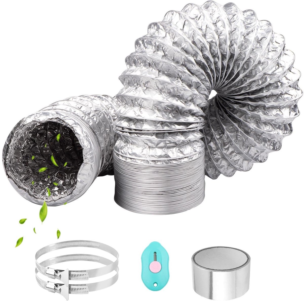 Omgoods - Flexibele Afvoerslang - 125 mm Lengte, 3 m Aluminium Flex Hose