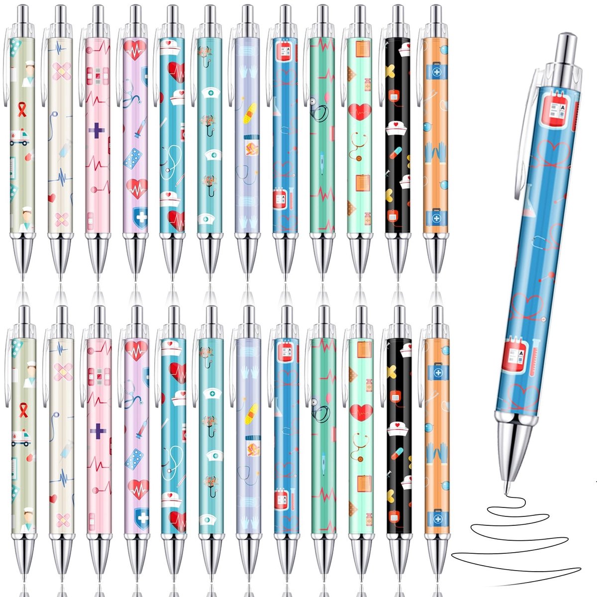 Omgoods - 24 Stuks Balpen Set - Leuke Cartoon Inktpennen voor Verpleegkundigen