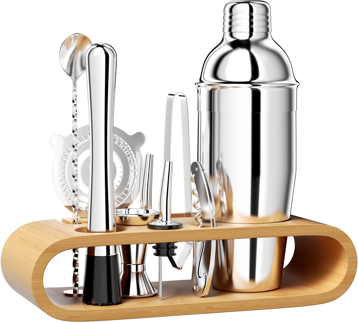 Omgoods - Cocktailset - Professionele baraccessoires - Roestvrijstaal - 10-delig - Mixen, schudden en serveren - Voor cocktail liefhebbers