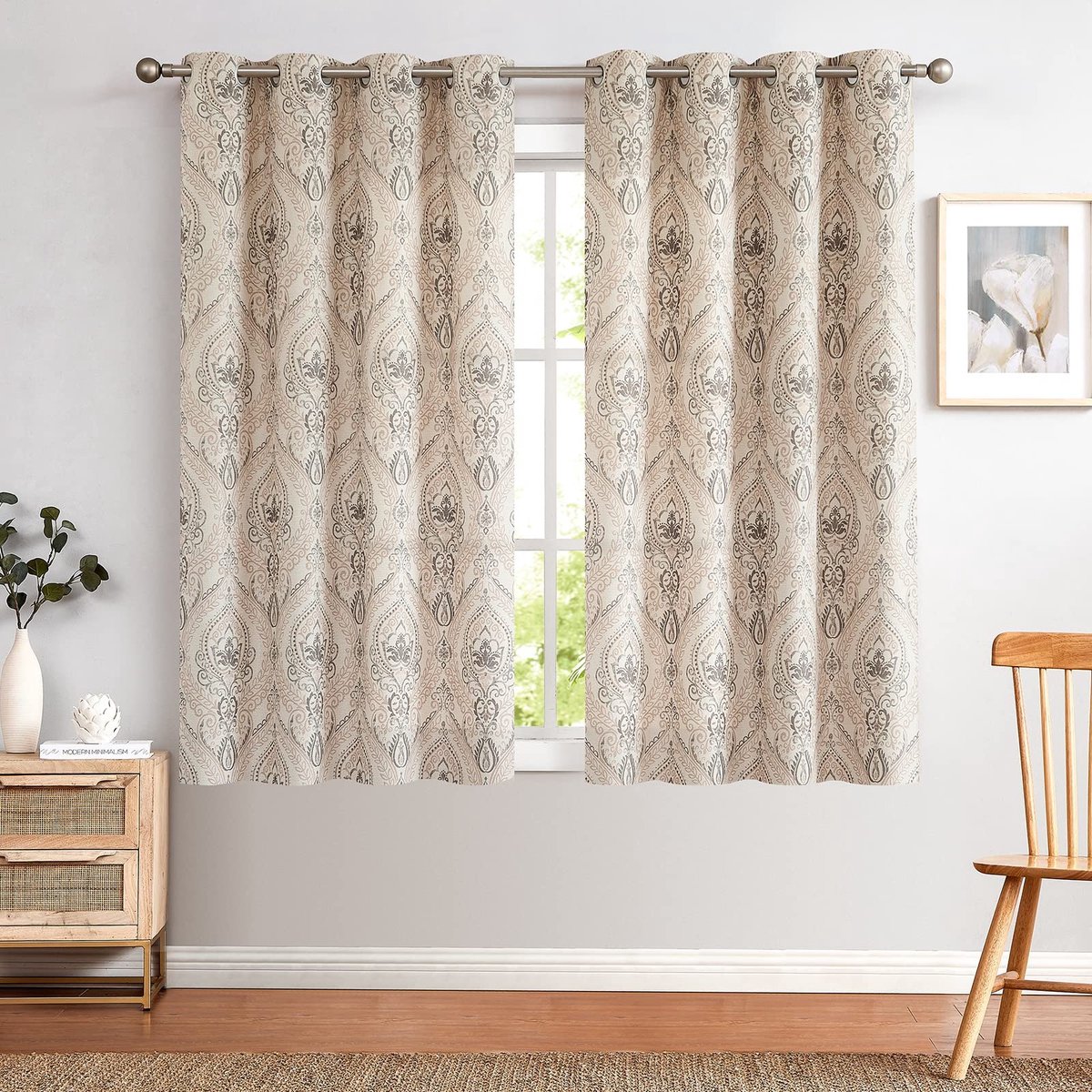 Omgoods - Opaque Gordijnen met Bloemmotief - Thermisch en Lichtdicht - Set van 2