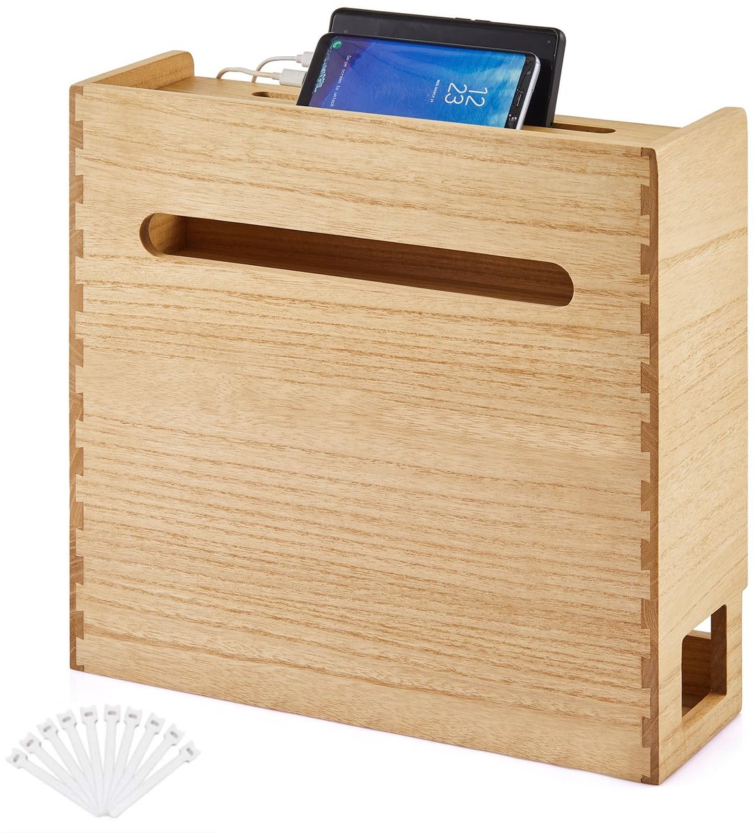 Omgoods - Houten Wifi Router Opbergdoos - Natuurlijke Kleur