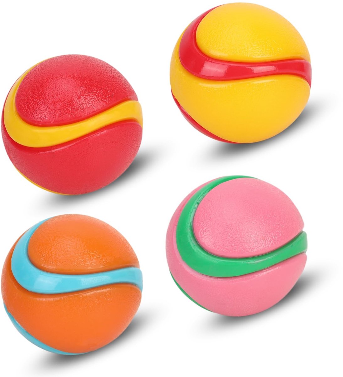 Omgoods - 4 Stuks Squeaky Dog Balls - Onverwoestbare Kauwspeeltjes voor Honden