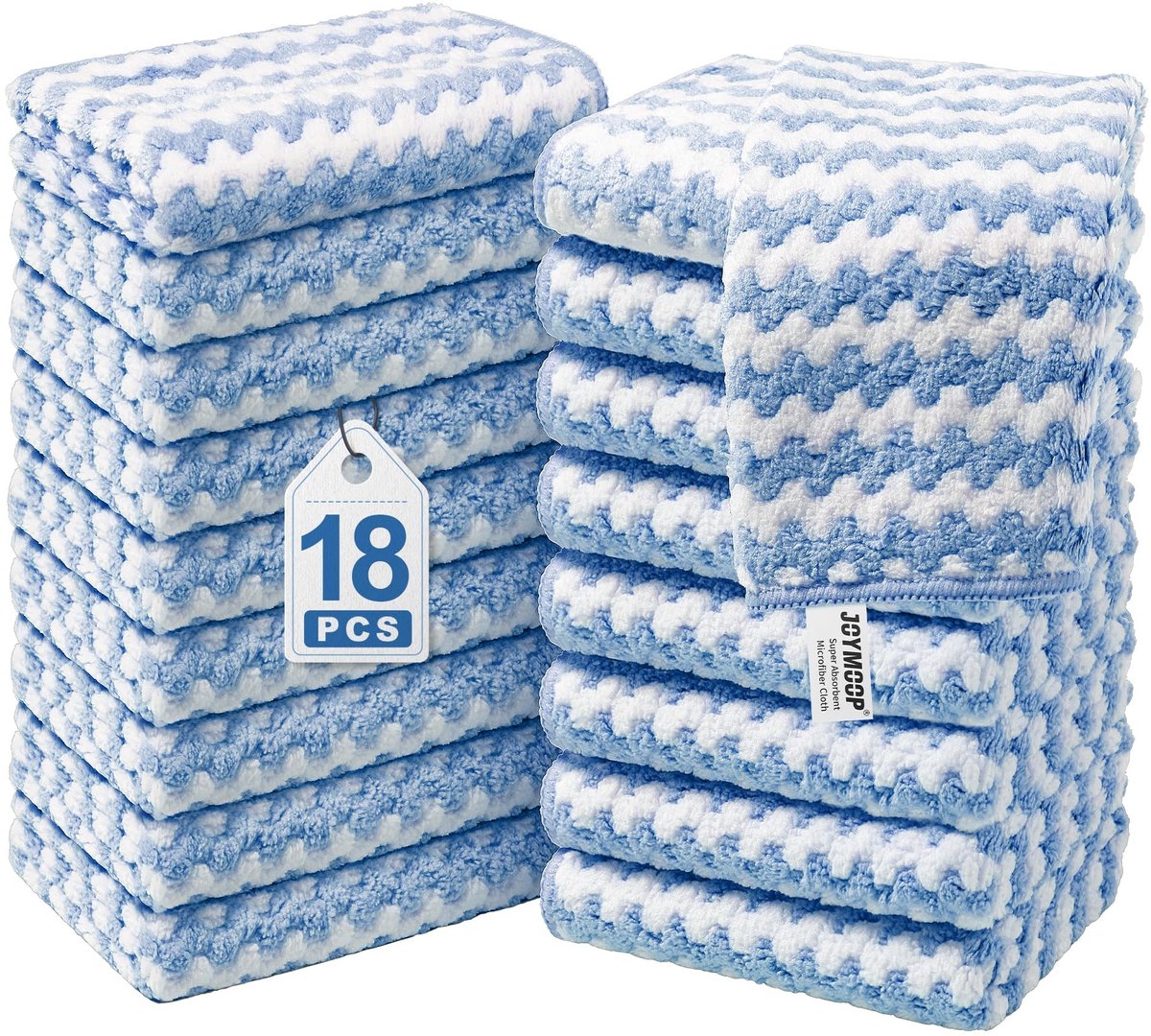 Omgoods - Microvezel Schoonmaakdoek - 18 Stuks, 25 x 25 cm, Streeploos en Herbruikbaar