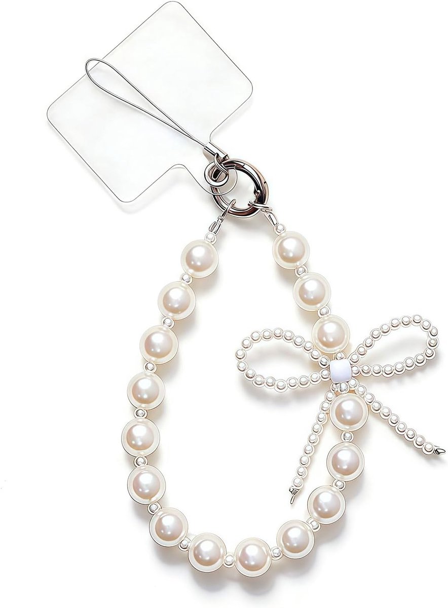 Universal Perlen, Handy Kette Kort voor Smartphone, Vlinder Telefoonketting voor Vrouwen Meisjes, Handykette Parel als Anti-Verlies Band voor Feest Reis