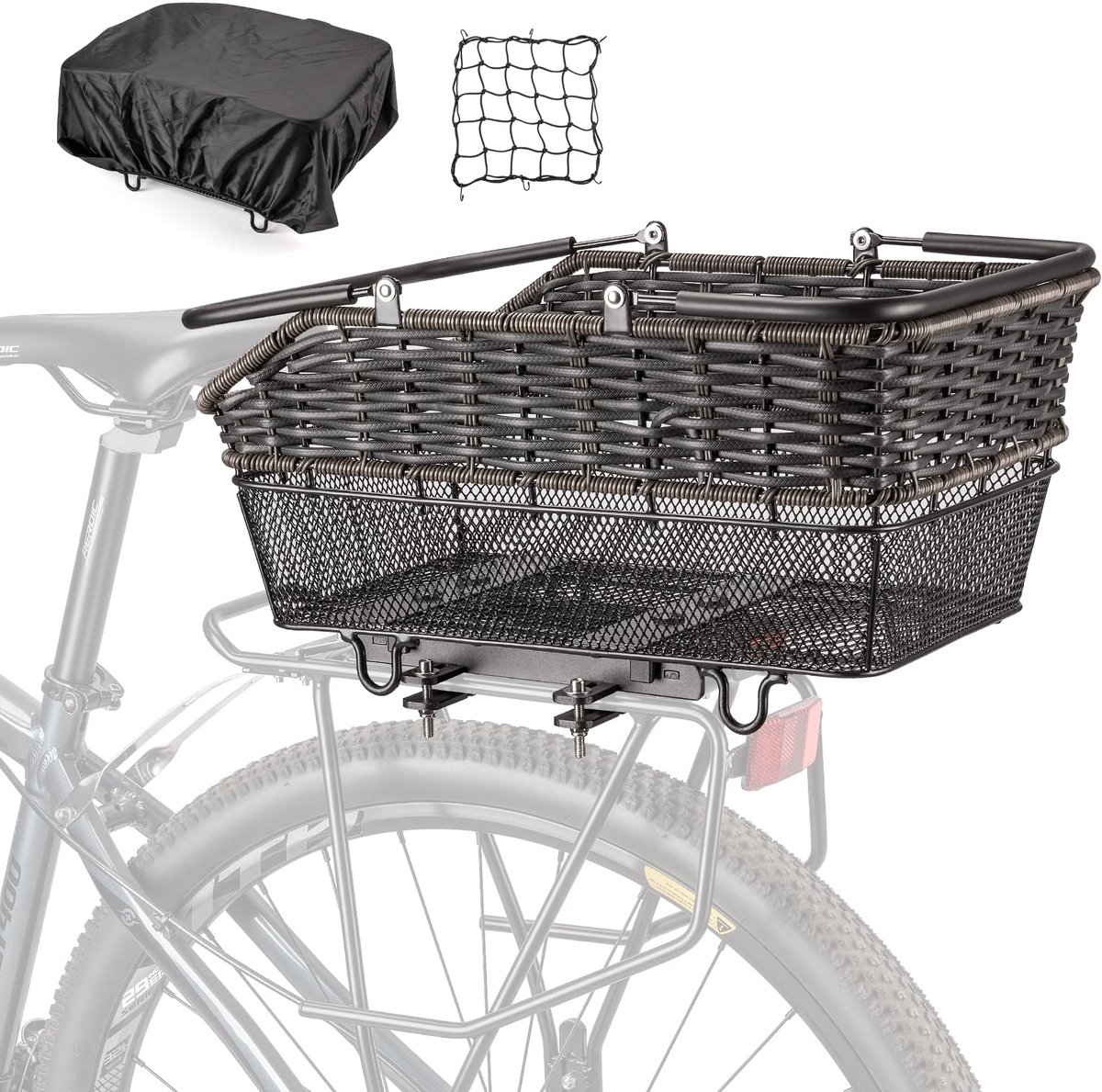 Omgoods - Grote Achterfietsmand met Snelkoppeling en Waterdichte Afdekking