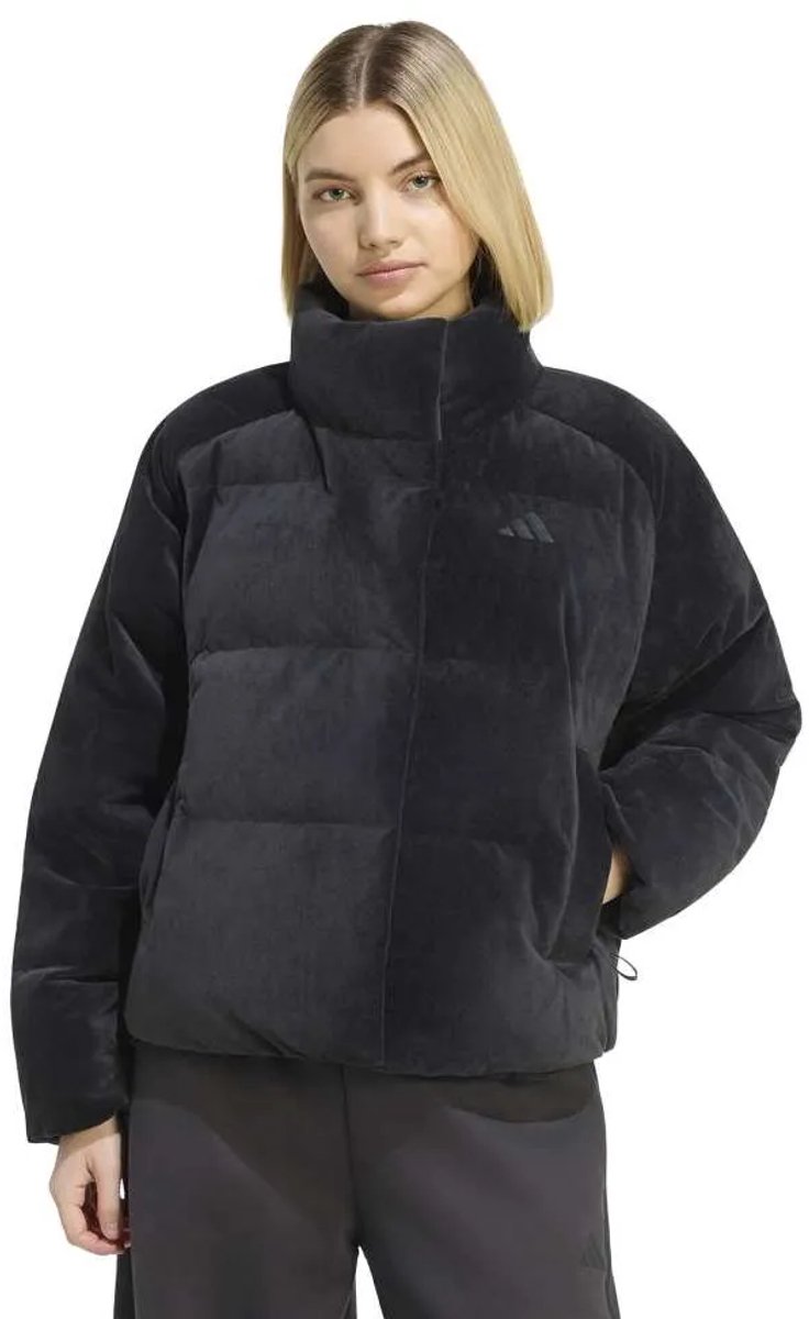 Adidas Down Velour Puffer Jas M Vrouw Zwart