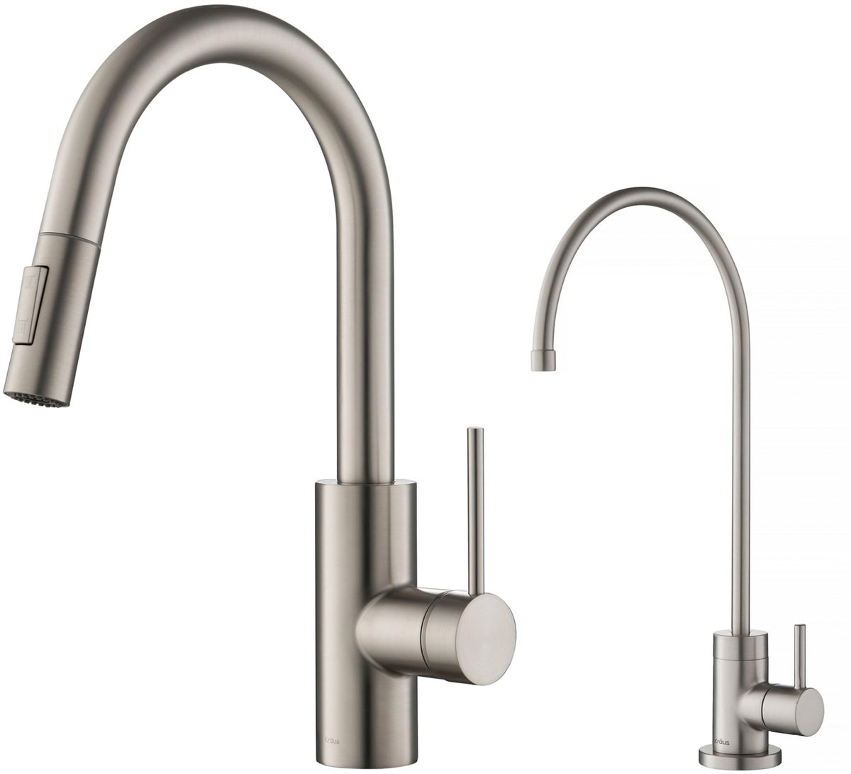 SnelShoppen - Oletto Pull-Down Keuken Kraan Combo met Purita Waterfilter, Spot Free Roestvrij Staal, 16 Inch, Perfect voor Keuken en Eten