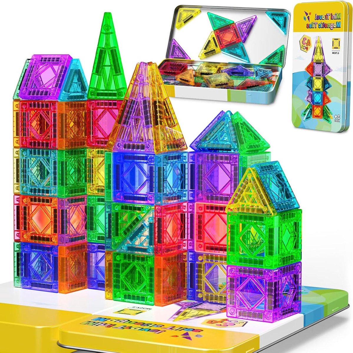 Magnetische Tegels - Bouwblokken Set - Creatief Spelen - Sterke Magneten - 20.5 cm - Multicolor