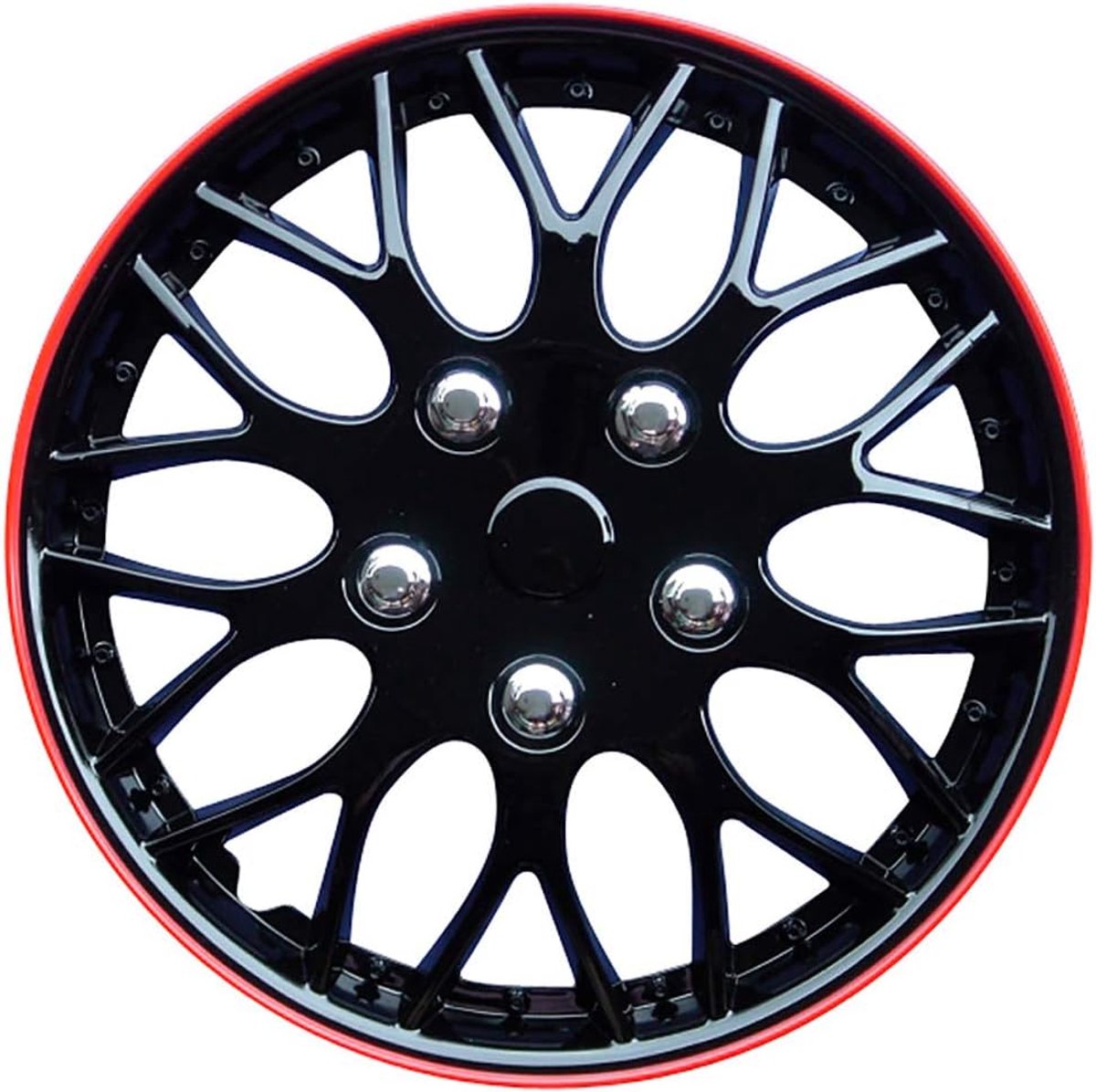 Wieldoppenset 16-inch - zwart met rode rand - 4 delig - beschermt velgen - ShopVlot