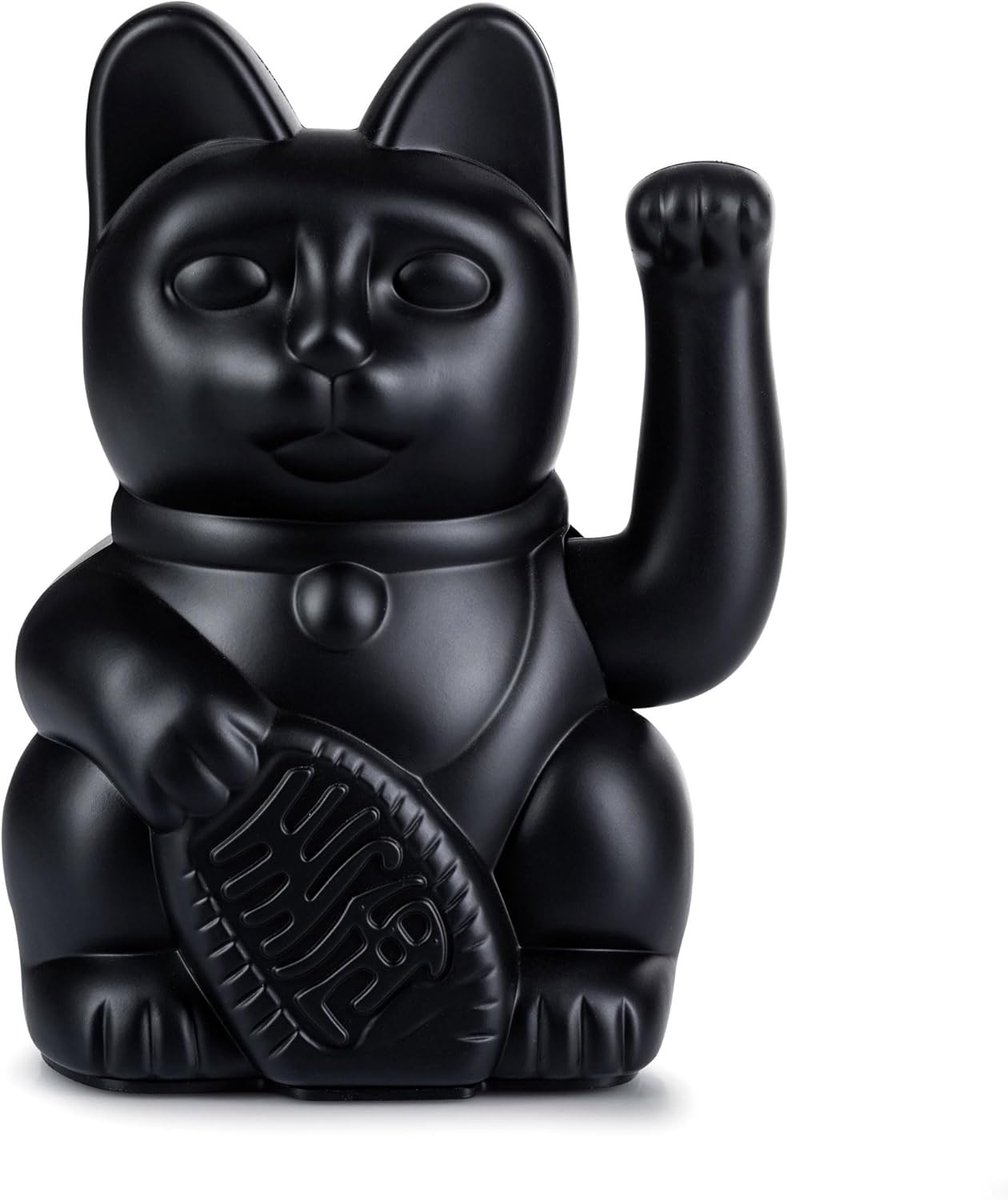 SnelShoppen - Lucky Cat Maneki-neko - Zwart Plastic - 15 cm - Gelukskat voor Huis en Kantoor - Japanse Talisman - Originele Decoratie