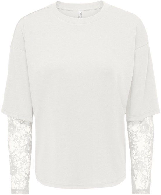 Wit t-shirt met lange kanten mouwen.