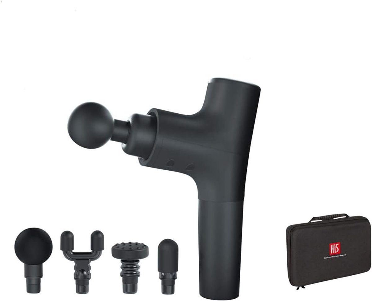 Massage gun - met verwisselbare siliconen accessoires - LED display - voor spierontspanning - ShopVlot