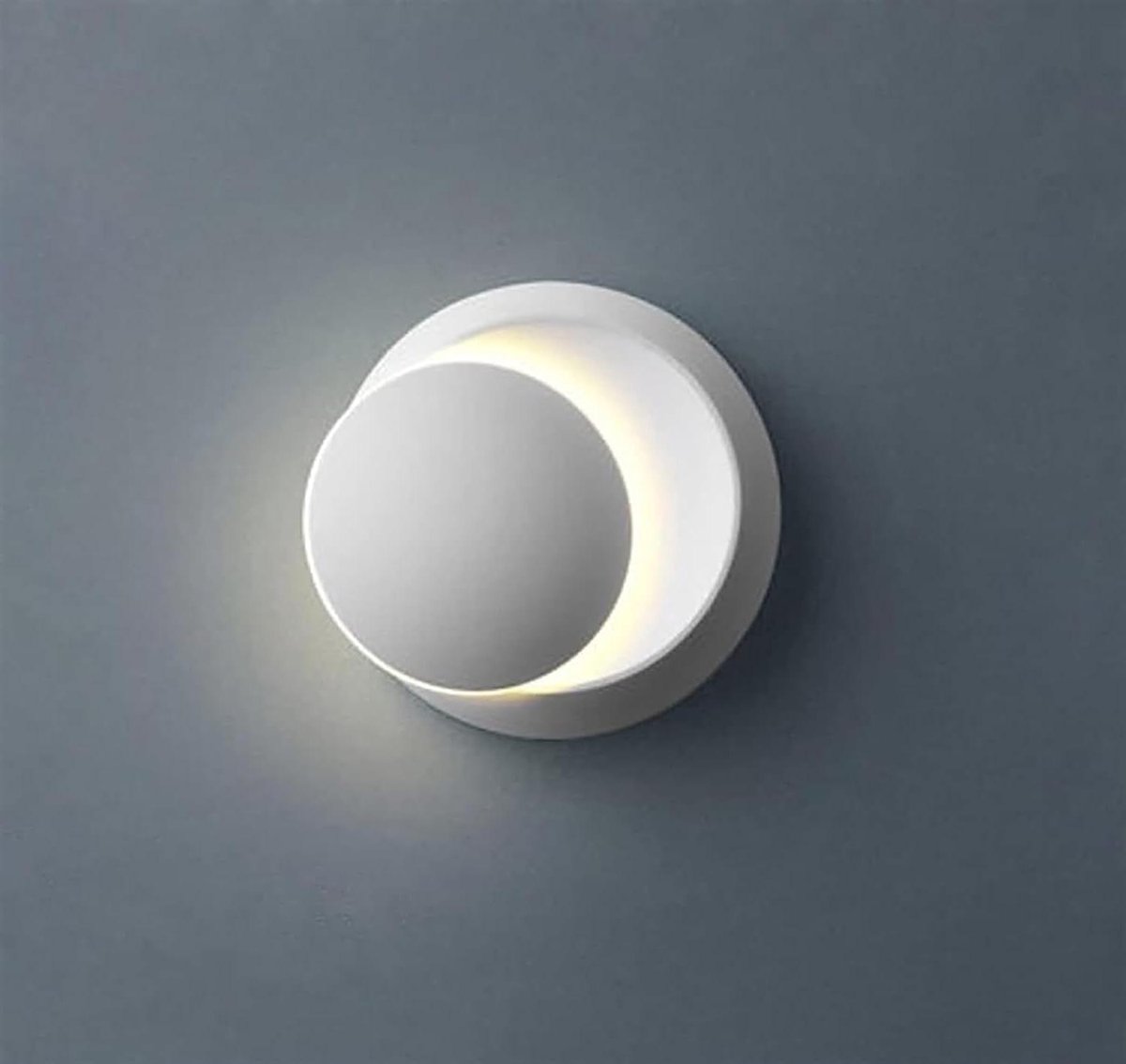 LED Halve Maan Wandlamp - Roterende Maanlamp - Sfeerverlichting Creëren - 360 Graden Draaibaar - N.v.t. - Wit