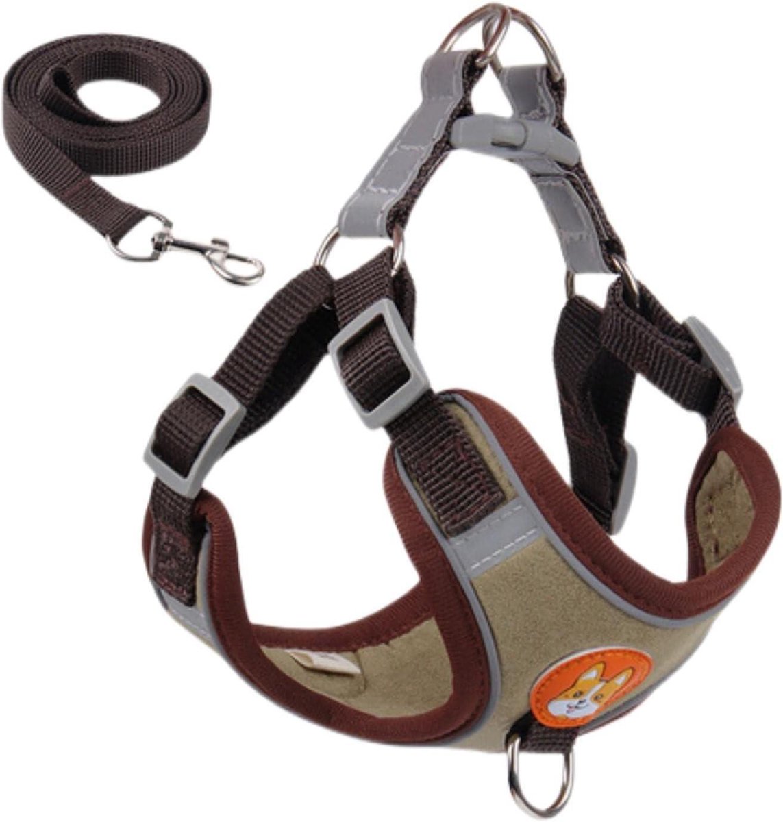 Honden Tuigje met Riem - Hondenriem Set - Veilig Wandelen - Anti-trek Ontwerp - Maat S (2-3kg) - Bruin