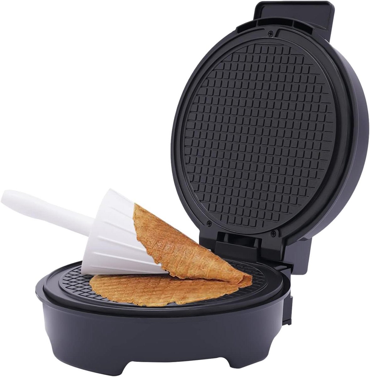 Wafelijzer met Hoornvorm - IJshoorntjes Maker - Zelf IJshoorntjes Maken - Dubbelzijdig Verwarmend - 24D x 21W x 10.5H cm