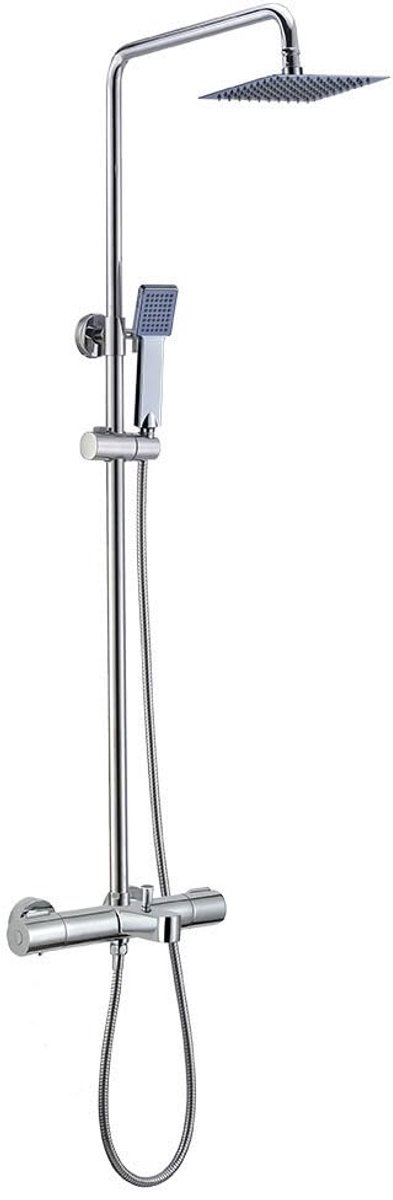 SnelShoppen - Thermostaatzuil Extra Lang, Hoogte Verstelbaar van 100 tot 150 cm, Design Chroom Glanzend, Exclusief voor Badkuipen met Handdouche en Ga