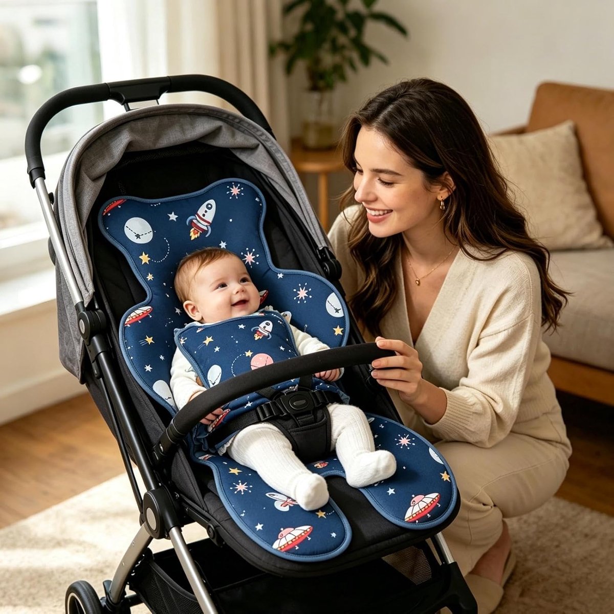 Kinderwagen Koelmat - Zomerkussen Kinderstoel - Kind Koel Houden - Natuurlijke Koeling Zonder Stroom - 68 x 33 cm - Blauw — cadeau in Cadeau-ideeën - foto 2